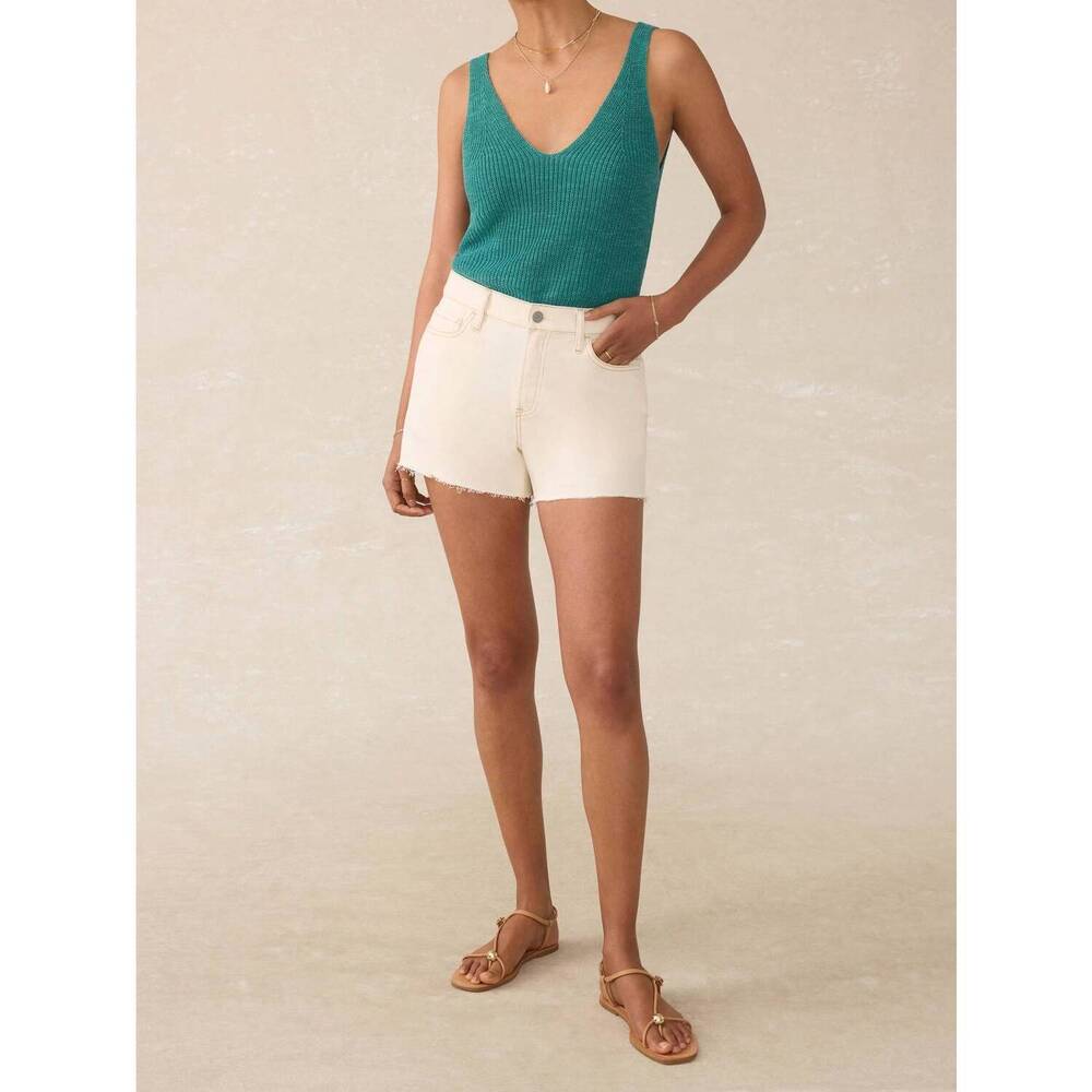 NEW FAHERTY miramar linen v-neck tank in deep jungle